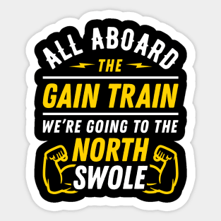 All Aboard The Gain Train We're Going To The North Swole Biceps Flex (Funny Christmas Gym Pun) Sticker